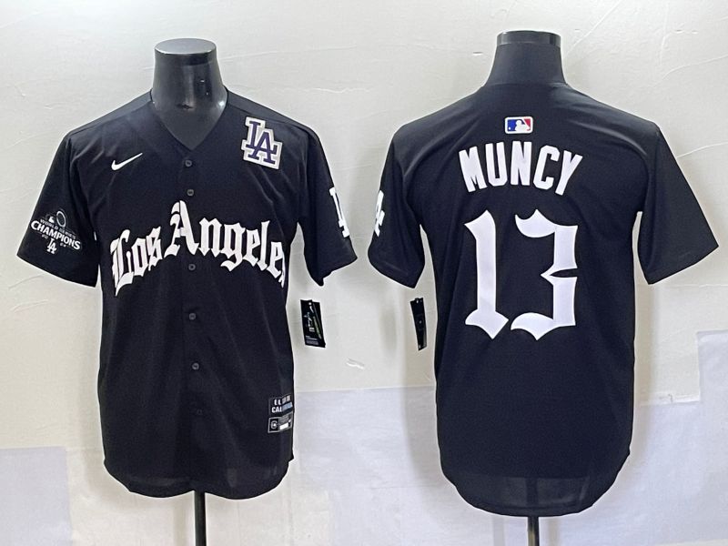 Men 2025 Los Angeles Dodgers #13 Muncy Black Five generations Joint Name Nike MLB Jersey style 11->los angeles dodgers->MLB Jersey